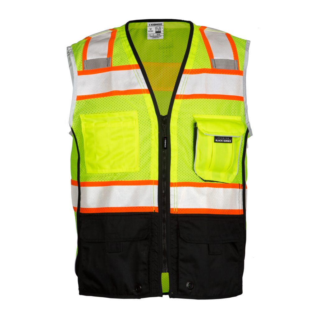 Kishigo, Black Bottom Vest, Black Series Lime