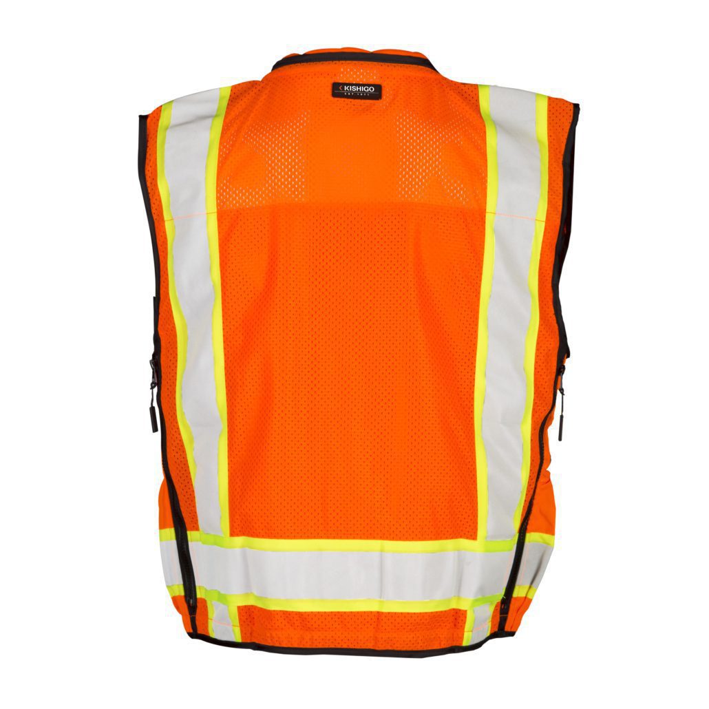 KISHIGO PROFESSIONAL SURVEYORS VEST ORANGE BACK