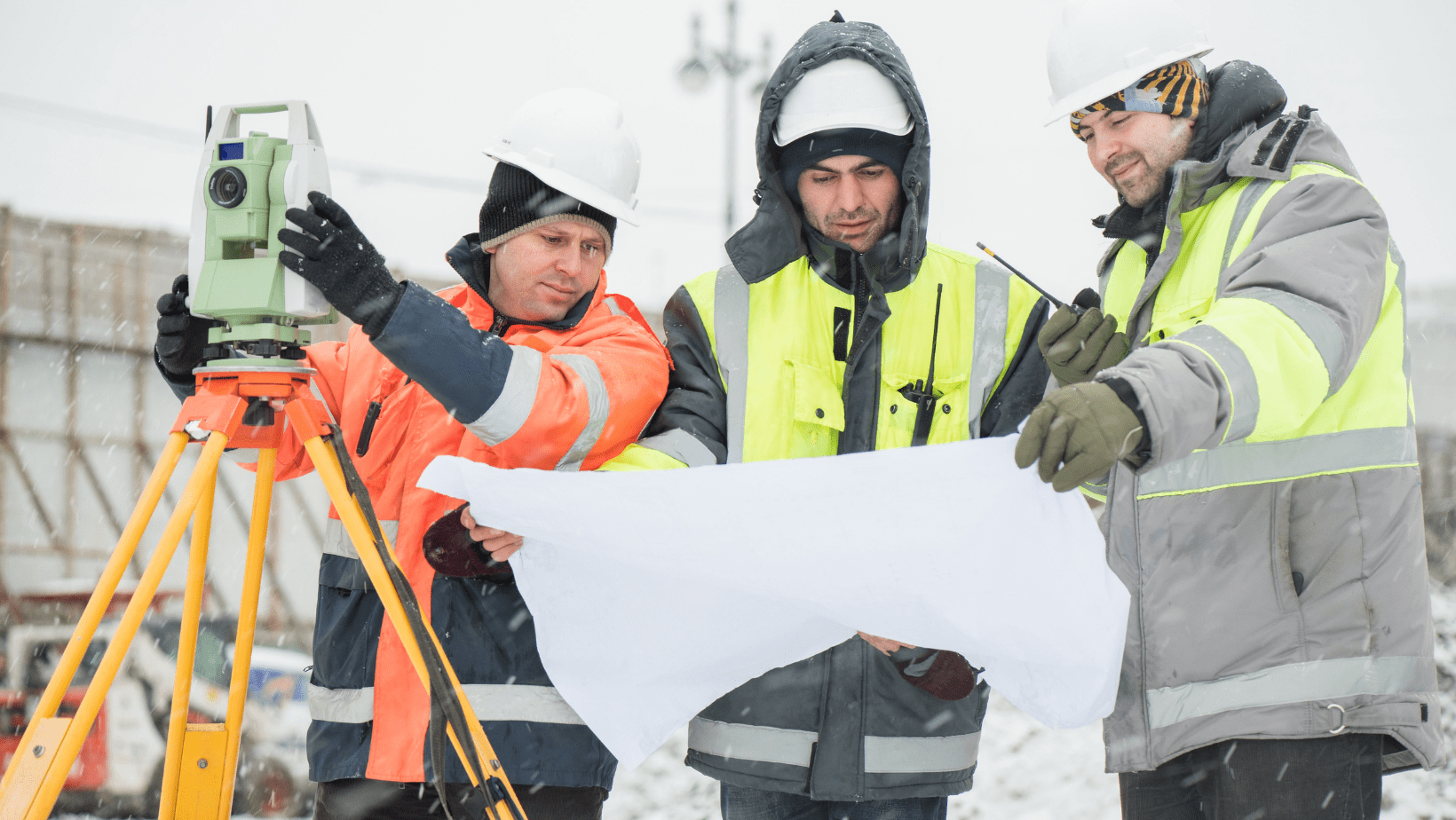 Construction workers in winter