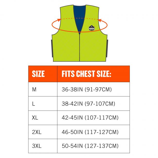 Chill-Its 6665 Evaporative Cooling Vest - Embedded Polymers, Zipper Closure