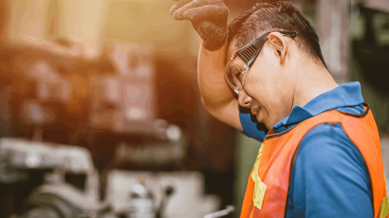 construction worker sweating