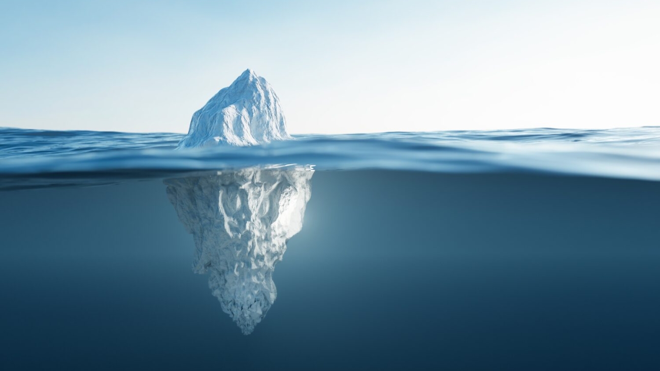 View of an iceberg above and below the water