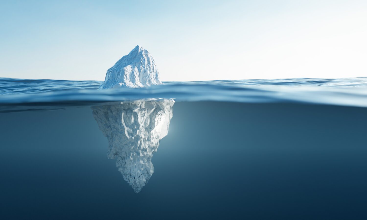 View of an iceberg above and below the water