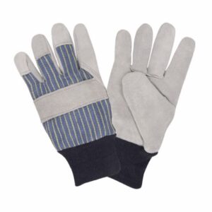 Cordova, Select Shoulder Split Leather Palm Gloves, Gunn Cut Pattern, Knuckle Strap, Striped Canvas Back, Heavy Weight, Blue Knit Wrist: COR-7140