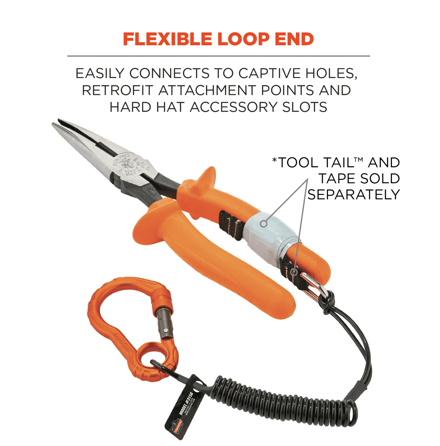 Ergodyne, Squids 3156 Coiled Tool Lanyard with Single Carabiner, 2lbs / 0.9kg: ERG-19161 - Image 4