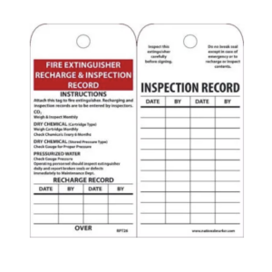 Accuform, Fire Extinguisher Recharge and Inspection Record Tag: NMC-RPT26