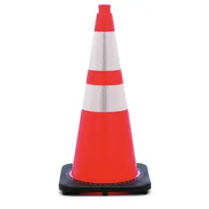 JBC, 28" 2 Reflective Strips PVC Traffic Cone, 7 lbs Base: JBC-RS70032CT3M64